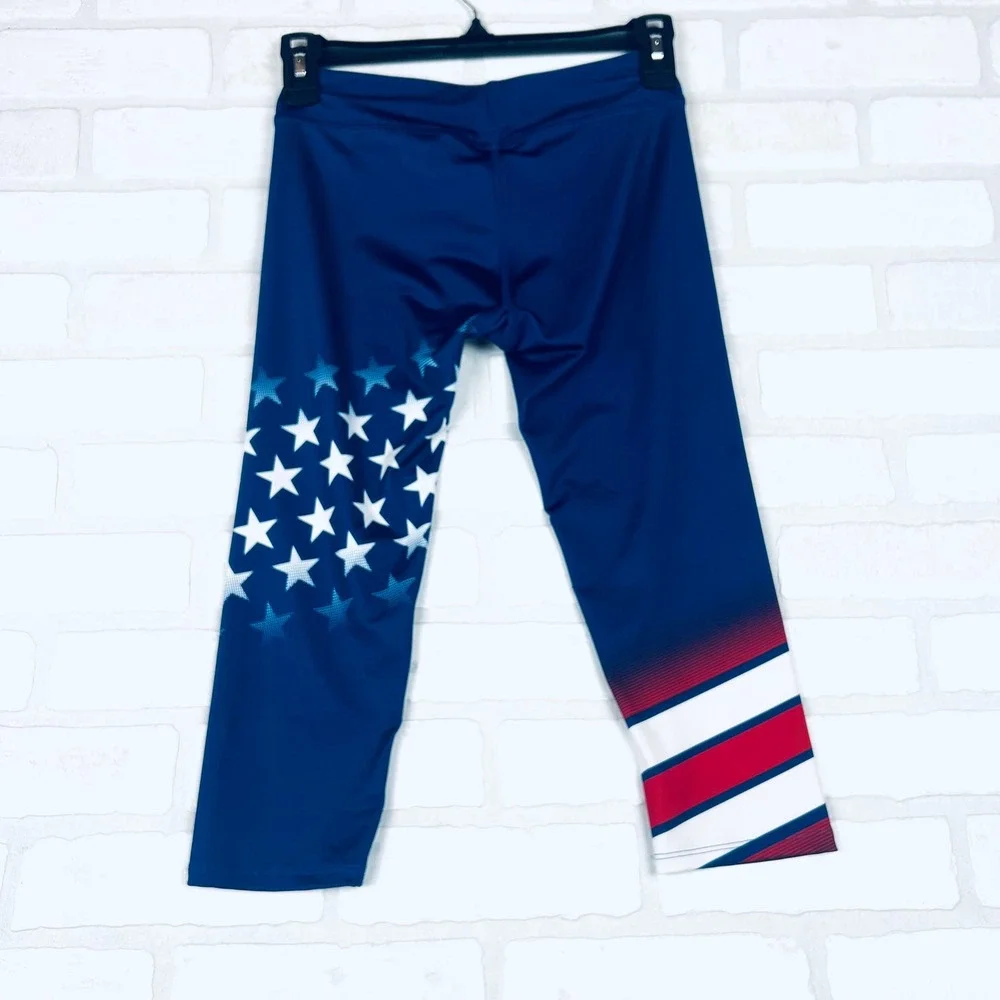 Under Armour Kids Navy Blue Stars and Stripes HeatGear Capri Leggings YMD
